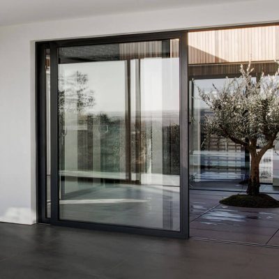 Black aluminium lift and slide door