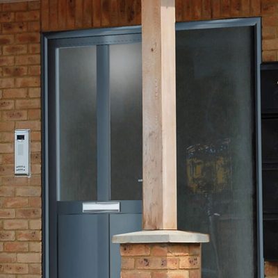 Grey aluminium entrance door