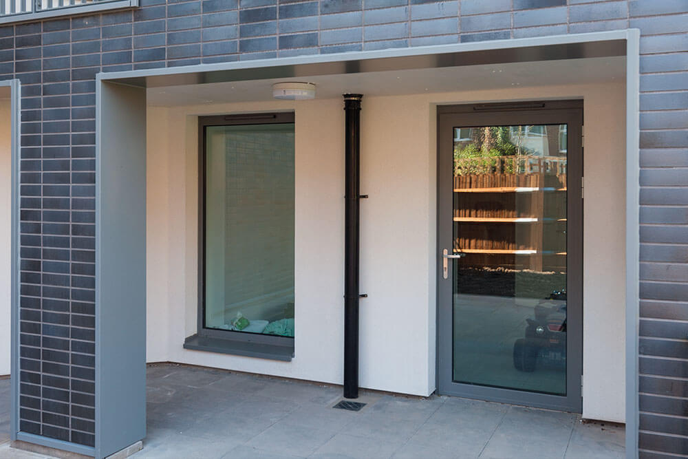 Grey aluminium entrance door