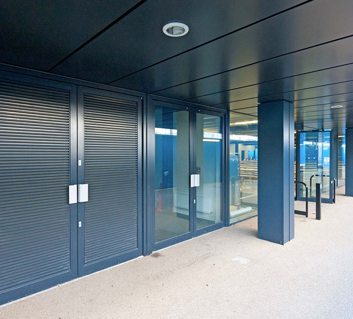 Heavy duty entrance doors for commercial building