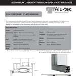 Aluminium Contemporary window spec sheet from Alu-tec