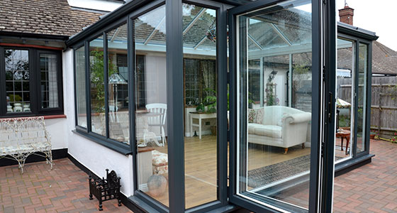 Grey aluminium bifold door