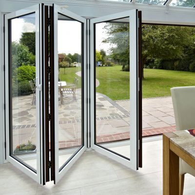 White aluminium bifold door