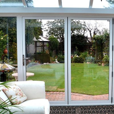 White aluminium bifold door