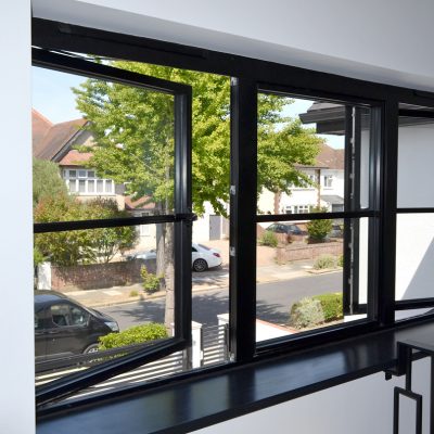 Black Aluminium Flush Window Internal View