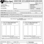 S67 Aluminium Patio Door Order Form