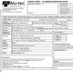 Aluminium Heritage Door order form